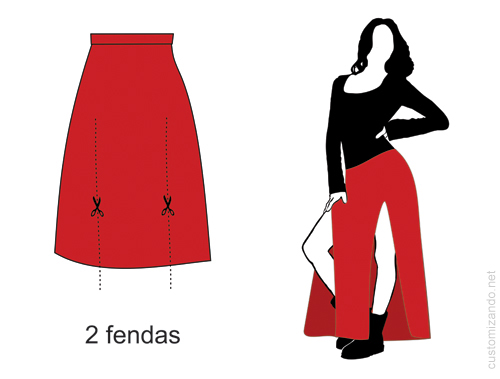 Tipos de cortes para customizar saia longa
